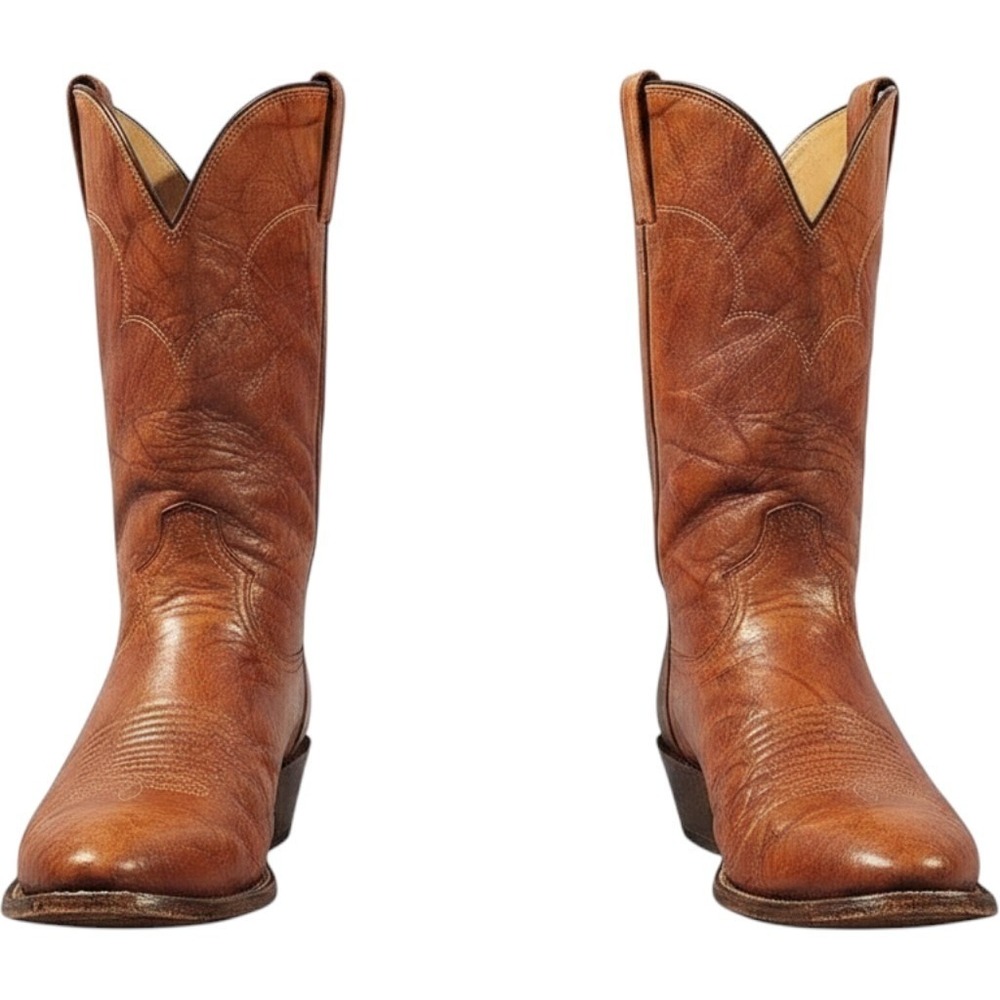Vintage Dan Post Cowhide Western Boots Mens 8 Leather Cowboy Pointed Toe USA